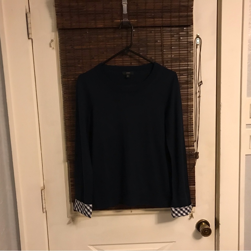 Trendy J. Crew striped Merino Wool Cuffed Sweater  S Blue